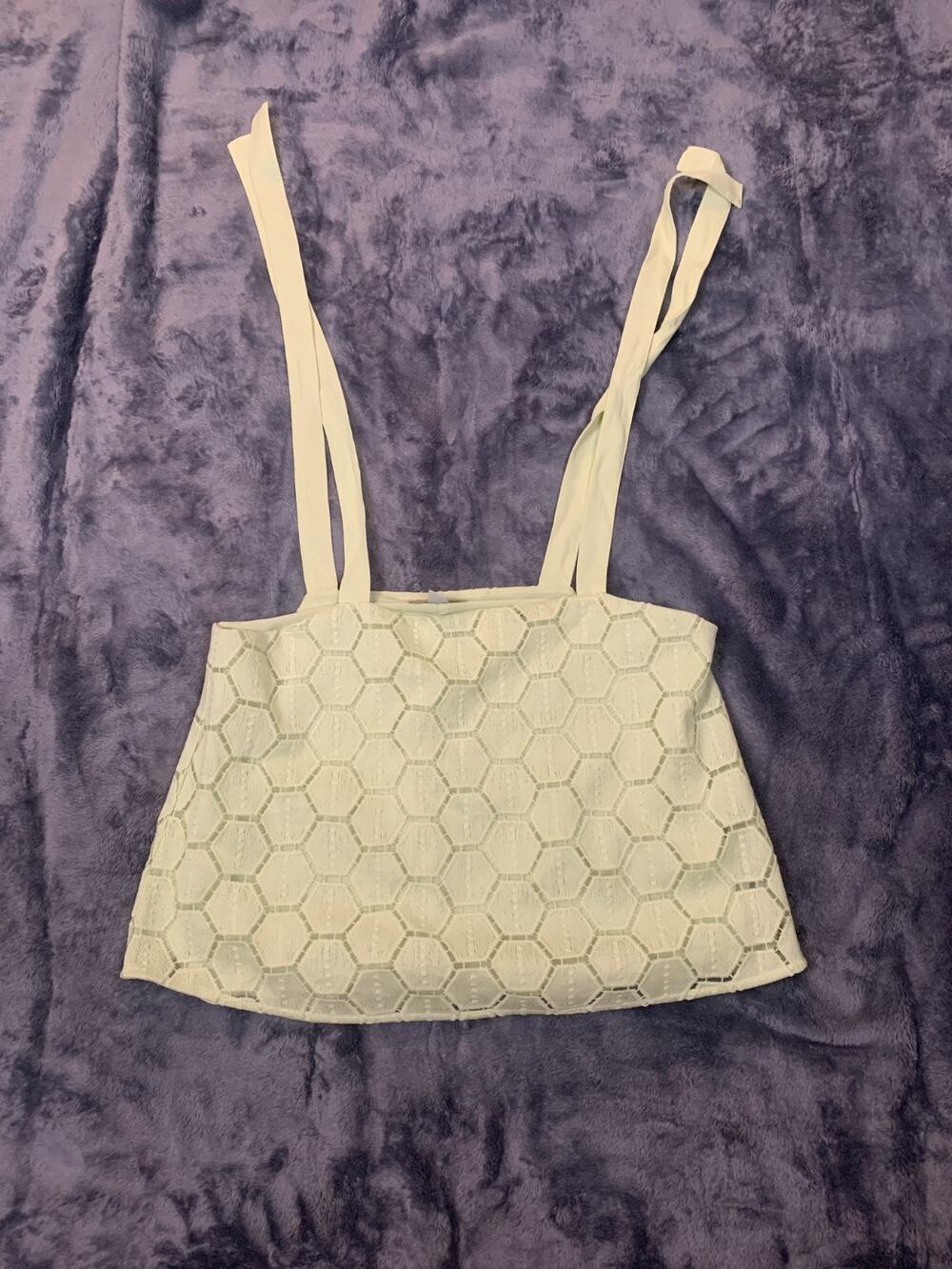 Ryegrass Tank Top Women’s Small light mint green Hexagon Pattern with Tie Straps